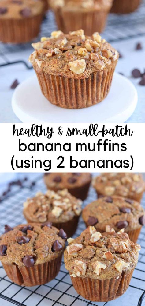 These delicious and moist banana muffins are made with exactly two ripe bananas, maple syrup and ground flaxseed. If you’re looking for easy and healthy small-batch banana muffins recipe, you’re in the right place! Recipe Using 2 Ripe Bananas, 2 Ripe Banana Recipes Easy, Small Batch Banana Muffins, Ripe Banana Recipes Healthy, Banana Muffin Recipe Easy, Moist Banana Muffins, Healthy Banana Recipes, Banana Recipes Easy, Ripe Banana Recipe