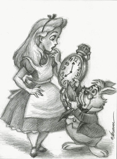 Pencil Art Drawings Disney, Alice Drawing Wonderland, Alice In Wonderland Sketches Pencil, Old Disney Drawings, Alice And Wonderland Drawings, Alice In Wonderland Sketches, Christmas Drawing Ideas Pencil, Disney Drawing Ideas, Alice In Wonderland Sketch