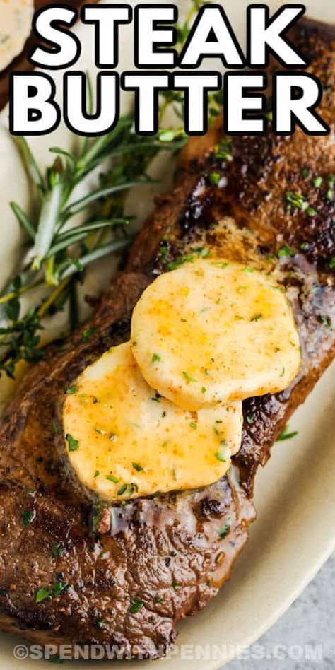 Why put butter on steak? Just try this perfect recipe for steak butter, and immediately understand the reason. You'll never eat a steak without it again! #spendwithpennies #steakbutter #seasoning #spread #recipe #sauce #easy #compound #best #make Steak Mashed Potatoes, Herb Butter For Steak, Steak Butter Recipe, Sauce For Steak, Flavored Butter Recipes, Butter Recipes Homemade, Compound Butter Recipe, Recipe Sauce, Seasoned Butter