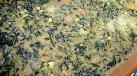 Creamed Spinach and Bacon Bake Recipe - Thanksgiving.Food.com Boursin Cheese Recipes, Spinach And Bacon, Creamed Spinach Recipe, Spinach Bake, Recipe Thanksgiving, Spinach Recipe, Boursin Cheese, Leafy Vegetables, Creamed Spinach