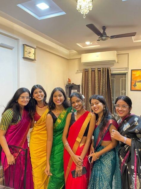 saris/ saaris/ sarees🥻 Saree Day, Bike Couples Photography, Traditional Saree Look, Saree Pose, Brown Saree, Maharashtrian Saree, 90s Bollywood Fashion, South Asian Aesthetic, Desi Outfits