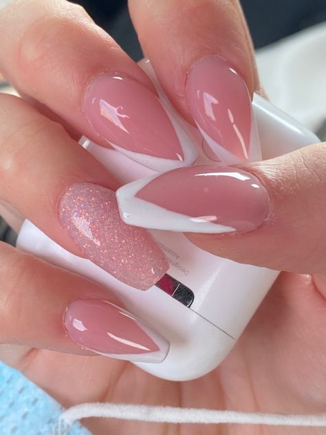 Pink And White Nails French, French Nails Ballerina, French Nails 2023, Posh Nails, Sassy Nails, Ombre Acrylic Nails, Glamour Nails, Work Nails, Basic Nails