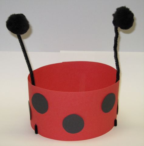 Ladybug Headband. Library Craft 2013. Bug Headband Craft, Ladybug Headband Craft, Grumpy Ladybug Craft, Love Bug Headband, Paper Bug Hats For Kidd, Ladybugs Kindergarten, Diy Ladybug Antenna Headband, Construction Paper Ladybug, Ladybug Headband