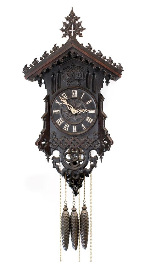 Beha Quarter Striking Cuckoo And Quail Clock | 383288 | Sellingantiques.co.uk Cuckoo Clock Tattoo, Forest Clocks, Gothic Revival Furniture, Coocoo Clock, Coo Coo Clock, Tat Inspiration, Wood Clock Design, Forest Clock, Cuckoo Clocks