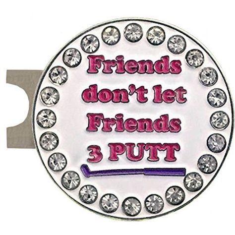 Giggle Golf Bling Friends dont let Friends 3 Putt Golf Ball Marker With A Standard Hat Clip *** Read more reviews of the product by visiting the link on the image. Note:It is Affiliate Link to Amazon. Golf Tournament Prizes, Golf Necklace, Golf Accessories Ladies, Crazy Golf, Starbucks Card, Golf Videos, Hat Clip, Golf Ball Markers, Hat Clips