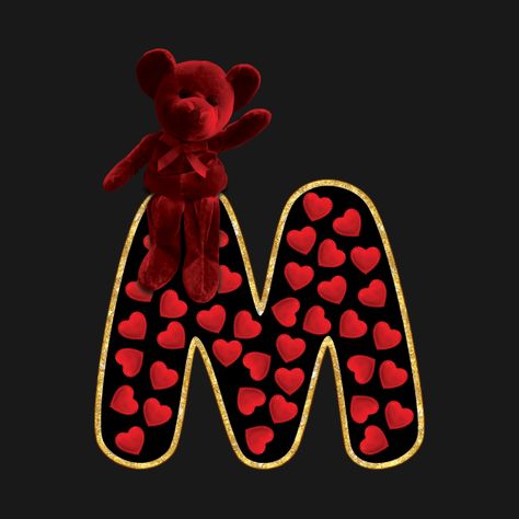 Check out this awesome 'Red+bear+waving+Hi+sitting+on+letter+M+-love+style%E2%80%93Ini...' design on @TeePublic! Bear Waving, Initial M, Fabric Hearts, Valentine Birthday, Romantic Design, Letter M, Heart Gifts, Bear Doll, Wedding Celebration