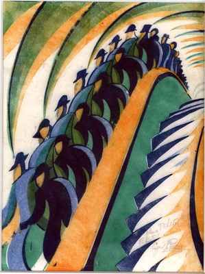 Cyril Edward Power (English, 1872- 1951) "Whence and Wither", 1930 Sybil Andrews, Italian Futurism, Dulwich Picture Gallery, Futurism Art, German Expressionism, Art Prints For Sale, Dieselpunk, Cubism, Linocut Prints