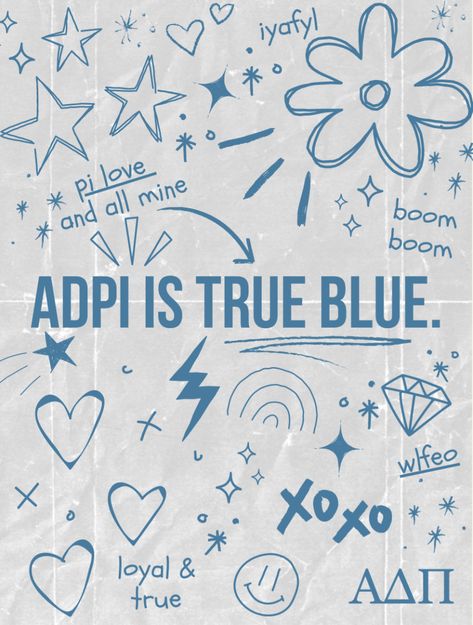 Adpi sorority graphic with blue doodles Wlfeo Adpi, Alpha Delta Pi Graphics, Sorority Instagram Feed, Sorority Tattoo, Senior Merch, Alpha Delta Pi Merch, Adpi Graphics, Sorority Recruitment Decorations, Blue Doodles