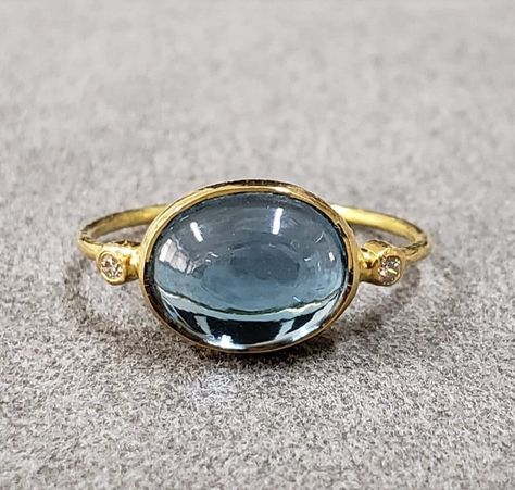 Oval Gemstone Ring, Gold Rings Online, Gold Ring Stacking, London Blue Topaz Ring, Etsy Gold Ring, Ring Stacking, 18k Gold Ring, Jewelry Lookbook, Deco Jewelry