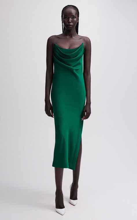 Draped Corset, Green Drapes, Crepe Midi Dress, Alex Perry, Spring Summer 2024, Red Carpet Looks, 2024 Collection, Summer 2024, Moda Operandi