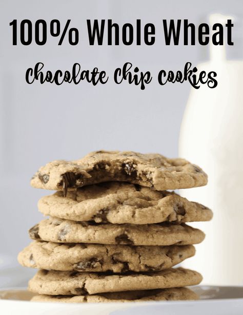 Whole Wheat Chocolate Chip Cookies Fresh Milled Flour Chocolate Chip Cookies, Whole Wheat Cookie Recipes, Whole Wheat Chocolate Chip Cookies, Wheat Chocolate Chip Cookies, Coconut Oil Cookies, Whole Wheat Cookies, Galletas Keto, Oatmeal Chocolate Chip Cookie Recipe, Beans Recipes