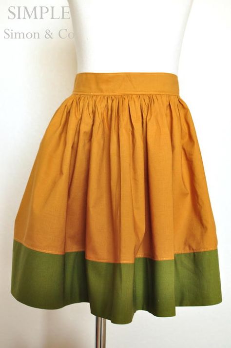 Vintage Colorblock Skirt Tutorial | This sweet and simple skirt is perfect for fall! Vintage Skirt Pattern, Free Skirt Pattern, Diy Skirts, Modern Skirt, Skirt Patterns, Color Block Skirt, How To Make Skirt, Skirt Tutorial, Pretty Skirts