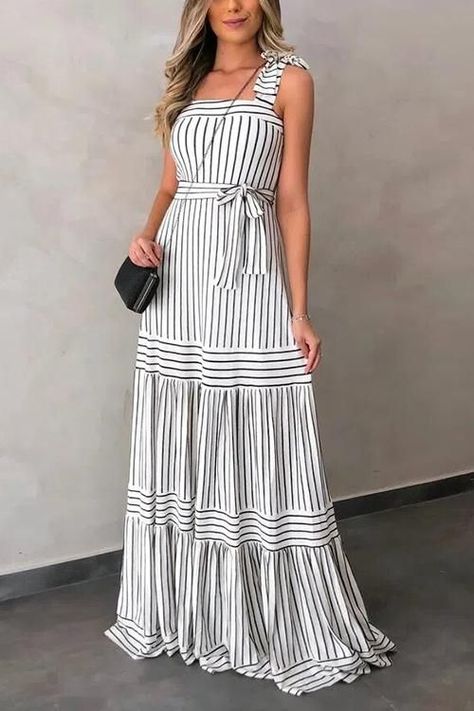 831c2f88a604a07ca94314b56a4921b8desc52798091ri Pleated Dresses, Maxi Dress Outfit, Neck Bodycon Dress, Striped Maxi, Suspender Dress, Casual Stripes, Striped Maxi Dresses, Draped Dress, Suspender Belt