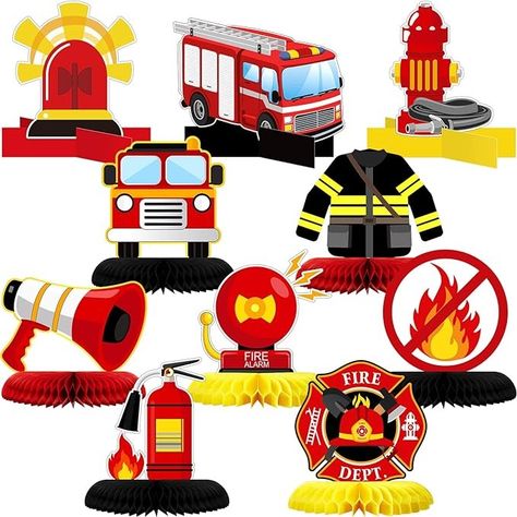 Amazon.com: 10 Pcs Firetruck Birthday Party Decorations Fire Truck Themed Table Supplies Firetruck Honeycomb Centerpieces Fire Truck Plates Firefighter Fire Hat Extinguisher Fireman Party Favors Supplies for Kids : Toys & Games Fire Fighter Party, Firetruck Party Favors, Fireman Baby Showers, Kids Party Centerpieces, Fire Hat, Truck Party Favors, Truck Theme Birthday, Fireman Party, Firetruck Birthday Party