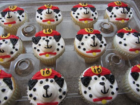 Firehouse Dalmatian cupcakes | carol nickell | Flickr Dalmation Cupcakes, Dalmatian Cupcakes, Fireman Cupcakes, Dalmatian Birthday, Firefighter Cake, Dalmatian Party, Fire Fighter Cake, Puppy Cupcakes, Movie Night Dinner