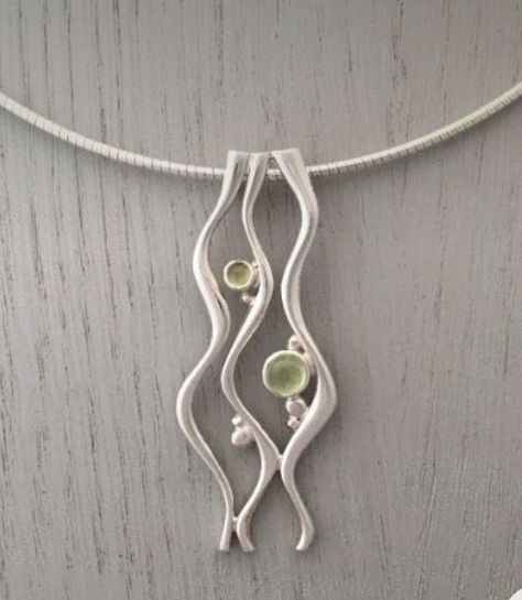 Handmade Silver Pendant With Stone, Sterling Silver Pendants Handmade, Sea Inspired Jewellery, Handmade Silver Pendant, Silver Clay Jewellery, Sea Jewellery, Metal Clay Art, Stone Settings Jewelry, Silver Wire Jewelry