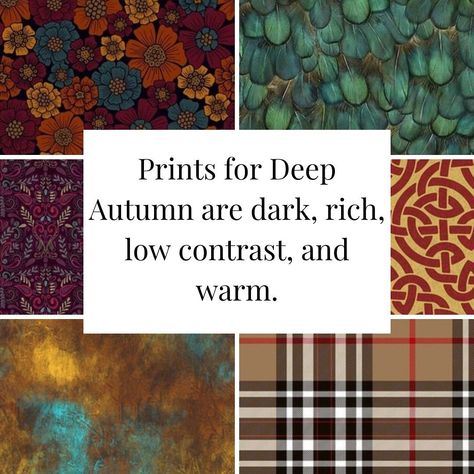 Deep Autumn 🍁❄️ Fun facts: 🍁Dark/Deep Autumn is a neutral warm season defined by depth 🍁The MOST common North American season at 12% 🍁Steals a touch of brightness from winter influence 🍁Eyes are almost always brown or hazel Want to learn more about Deep Autumn (or any season)? Comment “EXPLORE” to get the link. #deepautumn #darkautumn #autumnwinter #coloranalysis #deepautumncolors #deepautumnpalette #darkautumncolors #darkautumnpalette Dark Autumn Prints, Deep Autumn Patterns, Dark Deep Autumn Color Palette, Deep Autumn Style, Dark Autumn Outfits Style, Dark Autumn Celebrities, Dark Autumn Outfits, Deep Autumn Outfits, Warm Autumn Color Palette