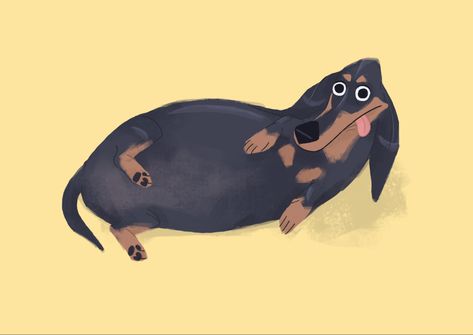 Daschund Drawing, Sausage Dog Drawing, Weiner Dog Art, Daschund Art, Daschund Illustration, Daushound Drawing, Weiner Dog Painting, Sausage Dog Illustration, Daschund Illustration Cute