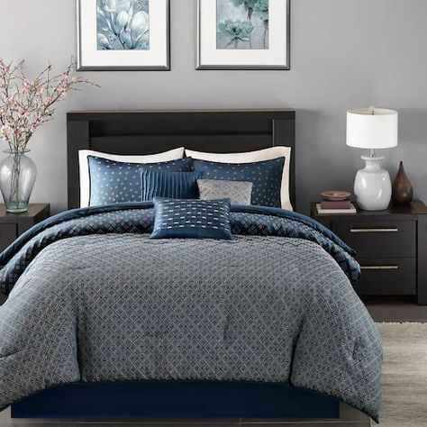 Madison Park 6-piece Morris Duvet Cover Set Geometric Duvet Cover, Blue Comforter Sets, King Duvet Cover Sets, Ombre Design, Unique Embroidery, King Comforter Sets, Comfortable Bedroom, Queen Comforter Sets, Madison Park