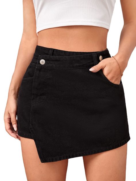 PRICES MAY VARY. 79% Soft Fabric,20% Polyester,1% Viscose Imported Zipper closure Do Not Iron Fabric has non stretch High waist, straight leg, zipper up, denim skorts skirts Occasions: This skorts skirt is suit for daily wear, school, vacation, work, office, outdoor, travel, casual, holiday Wash Instruction: Hand wash recommended; do not use machine to wash, hang or line dry Please carefully read our size guide in the photo and choose your own size Size Chart: XXS: Length: 12 inches, Waist: 24.4 Short Dins, Skort Denim, Looks Com Short, Asymmetrical Skort, Jean Skort, Women Denim Shorts, Short Pollera, Short Jean Skirt, Denim Skort