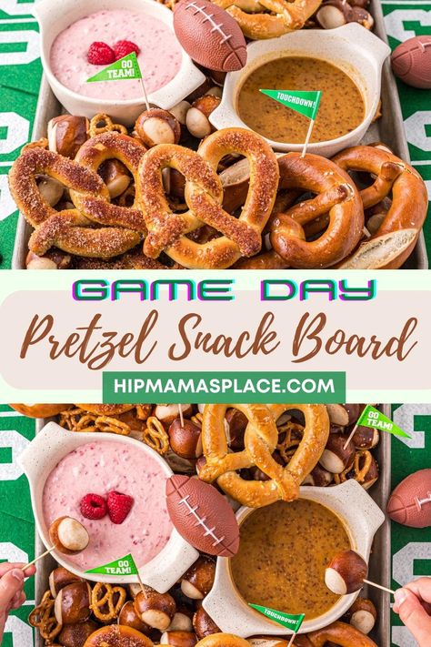 Soft Pretzel Charcuterie Board Ideas, Pretzel Board Display, Soft Pretzel Charcuterie Board, Soccer Charcuterie Board, Pretzel Board Ideas, Soft Pretzel Board, Pretzel Charcuterie Board Ideas, Football Cheese Board, Pretzel Platter