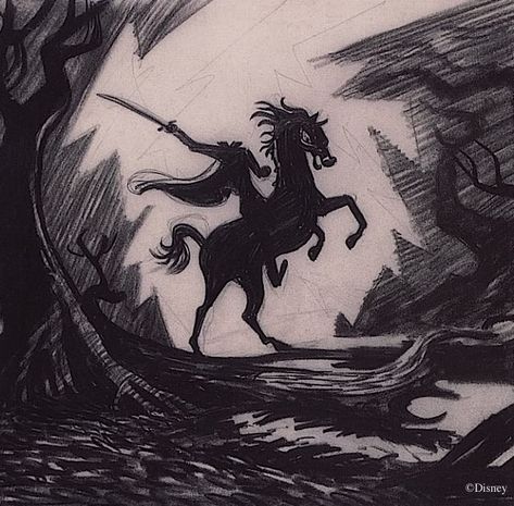 Long-Forgotten: The Decapitated Knight The Legend Of Sleepy Hollow Art, Headless Man Drawing, Sleepy Hollow Fanart, The Legend Of Sleepy Hollow Disney, Headless Horseman Aesthetic, Headless Horseman Drawing, Headless Horseman Tattoo, Sleepy Hollow Aesthetic, Sleepy Hollow Art