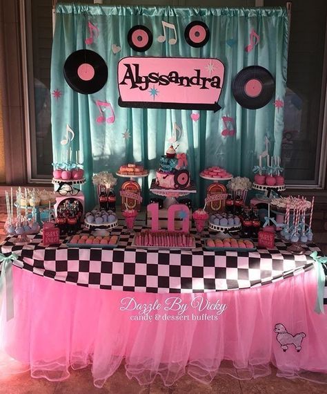 1950s Party Ideas, 50s Party Decorations, 21st Birthday Party Themes, Grease Themed Parties, Grease Party, 50s Theme, 50s Theme Parties, Retro Birthday Parties, Sock Hop Party