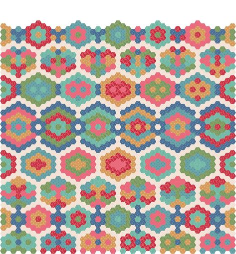 Scrappy Hexagon Quilt, Hexagon Patchwork, Hexagon Quilts, English Paper Piecing Quilts, Applique Quilt, Hexagon Design, Hexagon Quilt, Paper Piecing Quilts, English Paper Piecing