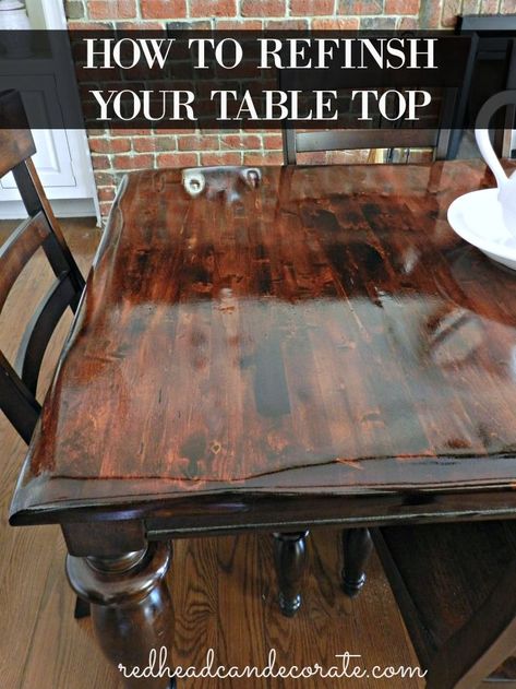 DIY Refinished Dining Table - Redhead Can Decorate Table Refinishing Ideas, Refinished Dining Table, Table Refinishing, Butcher Block Kitchen Island, Refinished Table, Wood Table Diy, Diy Table Top, Butcher Block Kitchen, Furniture Fix