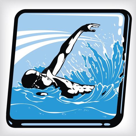 Dynamic icon of swim backstroke. Illustration of man swims in the pool at the backstroke. Swimmer icon element template design. Backstroke swimmer silhouette stock illustration Swimmer Silhouette, Backstroke Swimming, Swimming Tattoo, Swimming Anime, Male Fitness, Champion Logo, School Sports, Man Swimming, Diving