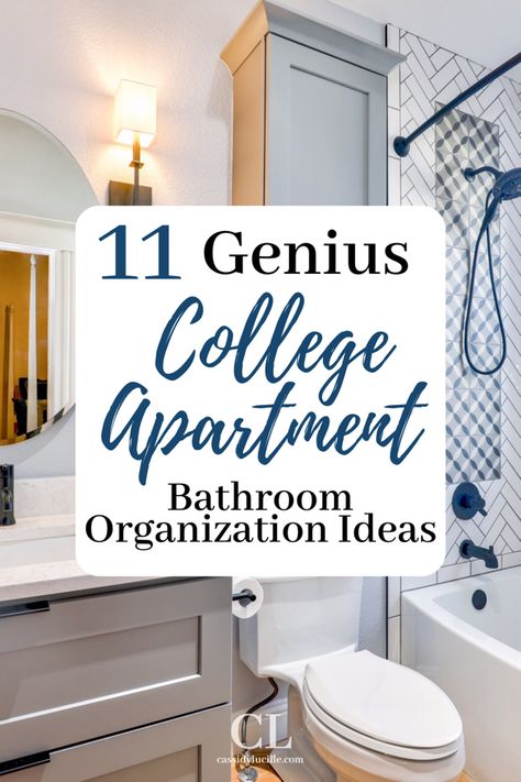 College apartment bathroom organization ideas to fit any theme. These college apartment bathroom storage solutions are perfect for small spaces. I'm totally adding these to my packing list! #college #apartment Roommate Bathroom Organization, College Bathroom Aesthetic, College Apartment Bathroom Decor, College Student Apartment, College Apartment Bedroom Aesthetic, College Bathroom Ideas, College Apartment Bathroom Ideas, Apartment Bathroom Aesthetic, Apartment Bathroom Storage