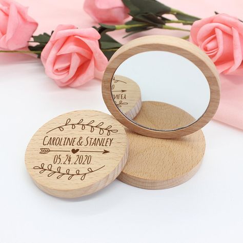 Smarter Shopping, Better Living! Aliexpress.com Wooden Souvenirs Ideas, Cheap Party Favors, Pretty Gifts, Gifts For Bridesmaids, Make Up Bags, Personalized Wedding Gift, Wedding Gifts For Guests, Wooden Mirror, Wood Wedding