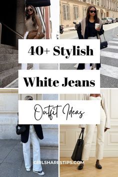 White Jeans Outfit Dressy, Fits With White Jeans, Classy White Jeans, Off White Jeans Outfit, White Jeans Outfit Aesthetic, Cargo Jeans Outfit Women, Casual White Jeans Outfit, Jeans Outfit Aesthetic, White Jeans Outfit Winter