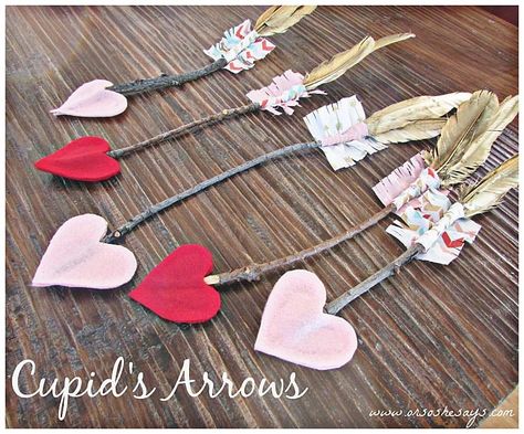 Kid Friendly Valentine Craft - Cupid's Arrows (she: Kari) Valentine's Day Crafts, Valentine Craft, Valentine's Day Games, Valentine's Day Printables, Cupids Arrow, Diy Valentines Crafts, Valentines School, Forest School, Mother's Day Diy