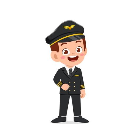 Happy cute little kid boy wearing pilot ... | Premium Vector #Freepik #vector #cartoon #work #job #boy Pilot Pictures, Pilot Cartoon, Community Helpers Pictures, Pilot Man, Community Helpers Preschool Activities, Captain America Birthday, Pilot Uniform, Persona Feliz, Kids Wear Boys