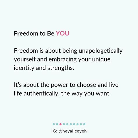 💥 Imagine living your life with TOTAL freedom where you don’t have to settle. Freedom to be YOU Freedom from FEAR Freedom to CHOOSE Freedom of IMPACT Freedom to GROW Freedom of TIME FINANCIAL Freedom 💫 Work isn’t just a means to an end but a path to living life on your own terms. 🚀 The right career can grant you all the freedoms you desire for success and fulfillment. 🤗 Embrace a career that aligns with your strengths, passions, values, and dreams. ✨ What aspects of freedom resonate most... Quotes About Freedom, Freedom From Fear, Freedom Meaning, Freedom Quotes, Time Freedom, Heart Quotes Feelings, Heart Quotes, Living Life, The Freedom