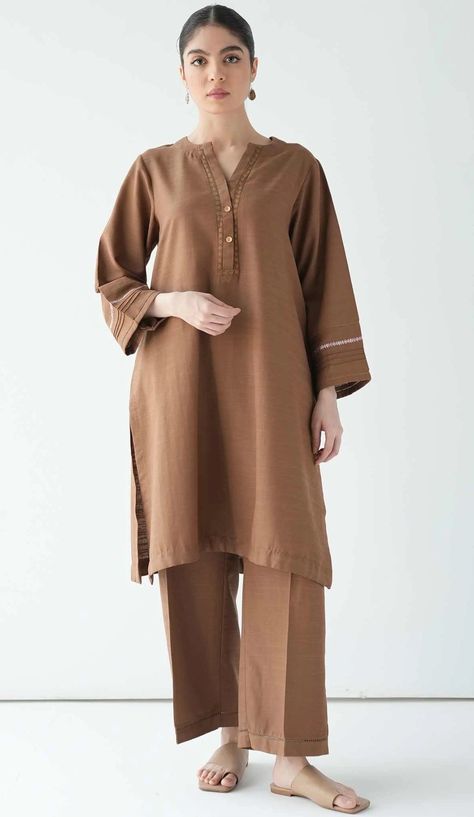 Best Designer Suits, Zara Shahjahan, Tawny Brown, Fall Basics, Kurta Patterns, Pakistani Fancy Dresses, Maxi Dresses Fall, Monochrome Outfit, Quick Outfits