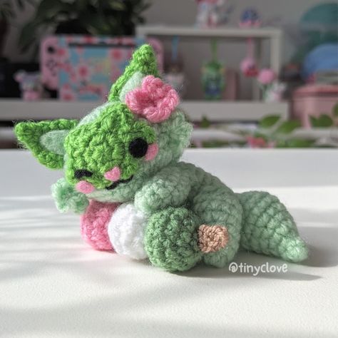 free crochet pattern for a hanami dango sprigatito from pokemon! Free Crochet Pokemon Patterns, Pokemon Free Crochet Patterns, Free Crochet Pokemon, Amigurumi Pokemon Free Pattern, Pokemon Amigurumi Free Pattern, Crochet Dango, Crochet Ditto, Free Pokemon Crochet Patterns, Fairycore Crochet Pattern Free