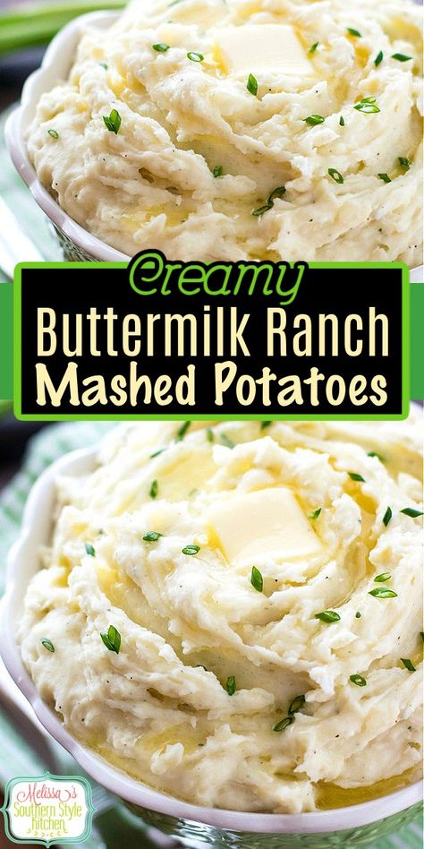 Buttermilk Ranch Mashed Potatoes Best Instant Mashed Potatoes, Seafood Sides, Ranch Mashed Potatoes, Southern Thanksgiving Recipes, Best Potato Recipes, Southern Thanksgiving, Sides Dishes, Instant Mashed Potatoes, Buttermilk Ranch