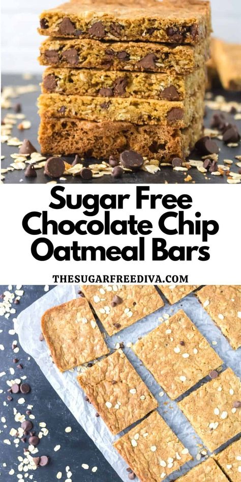 Sugar Free Oatmeal Bars, Low Sugar Oatmeal Bars, Sugar Free Protein Bars, Chocolate Chip Oatmeal Bars, Oatmeal Raisin Bars, Low Calorie Oatmeal, Gi Foods, Sugar Free Chocolate Chip Cookies, Oatmeal Fudge Bars