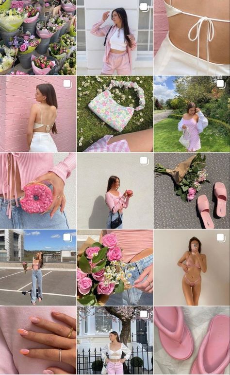 Pink Theme Instagram Feed, Insta Posts For Business, Pink Instagram Feed Ideas, Hot Pink Instagram Feed, Pastel Ig Feed, Bright Instagram Aesthetic, Aesthetic Fillers For Instagram, Instagram Aesthetic Colorful, Insta Feed Ideas Aesthetic Colorful