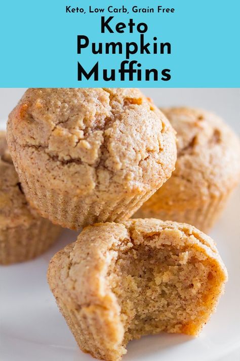 Keto pumpkin muffins are easy yet healthy and gluten free. Using low carb almond flour and coconut flour. Sweetened with stevia making these the best pumpkin muffins. Keto Pumpkin Muffins, Best Pumpkin Muffins, Dessert Restaurant, Postre Keto, Low Carb Muffins, Keto Pumpkin, Low Carb Low Sugar, Low Carb Dessert, Keto Diet Food List