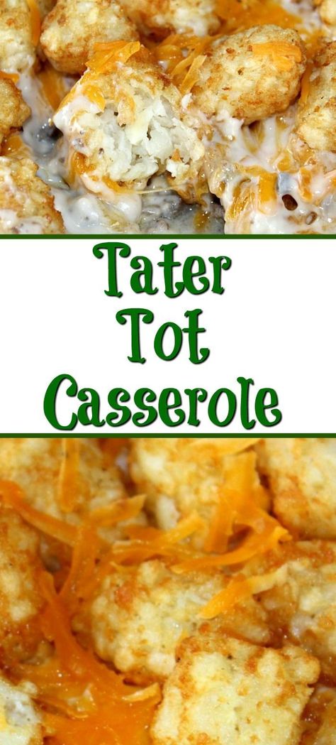 This Tater Tot Casserole Recipe is the perfect frugal easy weeknight recipe!! It will be a hit with the whole family and it is easy to whip up.  #tatertot #casserole #groundbeef Delicious Casseroles, Easy Tater Tot Casserole, Cheeseburger Tater Tot Casserole, Tater Tot Casserole Recipe, Chicken Tater Tot Casserole, Meal Train, Beef Casseroles, Tater Tot Casserole Recipes, Chicken Milk