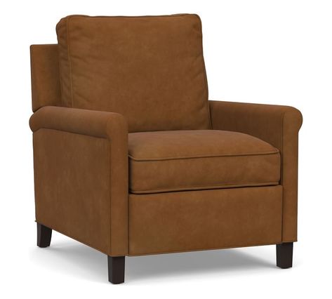 The sophisticated profile of this Tyler Leather Recliner features gently rolled arms and square legs that complement the graphic frame. Release the power button to adjust to your ideal relaxing angle. French Sofa Antique, Leather Roll, Room Planner, Power Recliner, Leather Recliner, Swivel Armchair, Hard Wood, Upholstered Arm Chair, Free Interior Design