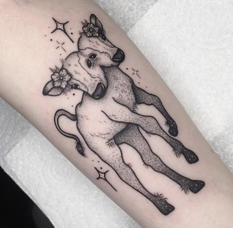 The Two Headed Calf, Two Headed Calf, Side Thigh Tattoos, Cow Tattoo, Tattoo Apprenticeship, Bunny Tattoos, Mushroom Tattoos, Wicked Tattoos, Witch Tattoo