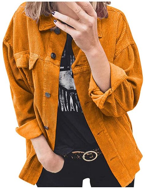 Courdroy Jacket, Shirt Style Tops, Casual Long Sleeve Shirts, Casual Vest, Loose Outfit, Turndown Collar, Button Cardigan, Collar Top, Corduroy Jacket