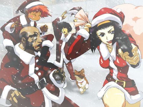 Bebop Christmas :) Cowboy Bebop Christmas, Cowboy Bebop Tattoo, Cowboy Bebop Wallpapers, Cowboy Bebop Faye, Fan Art Anime, See You Space Cowboy, Medieval Tapestry, Space Cowboy, Anime Christmas