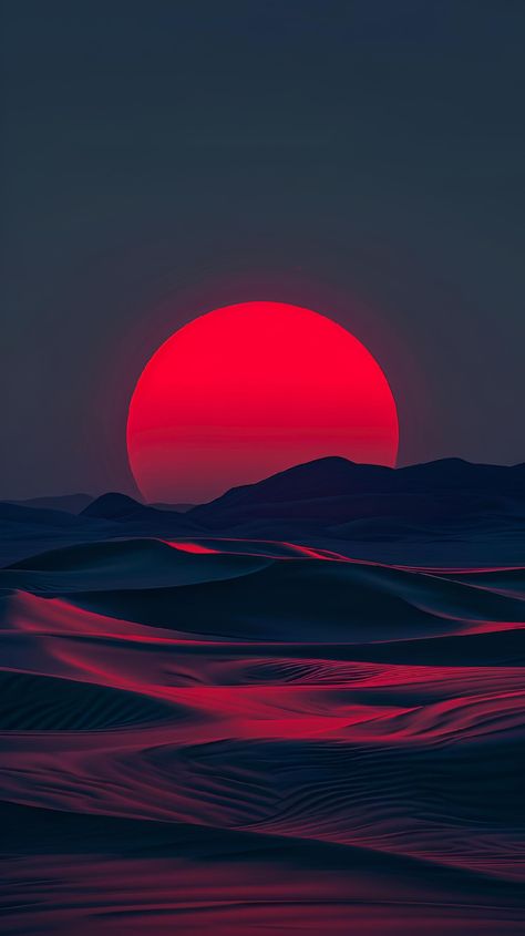 Dive into the surreal with this art piece, capturing an oversized red sun setting behind silhouetted dunes. The vibrant colors challenge reality, inviting contemplation. Save & follow for more visual escapes. Explore the intersection of dream and landscape. #ArtPrint #SurrealLandscape #RedSun #SaveAndFollow #ImagePrompt #AIimage City Scape Art, Sun Set Painting, Red Landscape, Lost Song, Sunrise Colors, Iphone Dynamic Wallpaper, Sunset Red, Sun Setting, Red Sunset