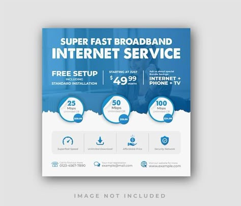 Internet service instagram post or web b... | Premium Psd #Freepik #psd #poster #internet-banner #digital-poster #digital-flyer Wifi Poster Design, Internet Poster Design, Service Poster Design, Digital Flyer, Social Graphics, Technology Posters, Corporate Brochure Design, Broadband Internet, Wifi Internet