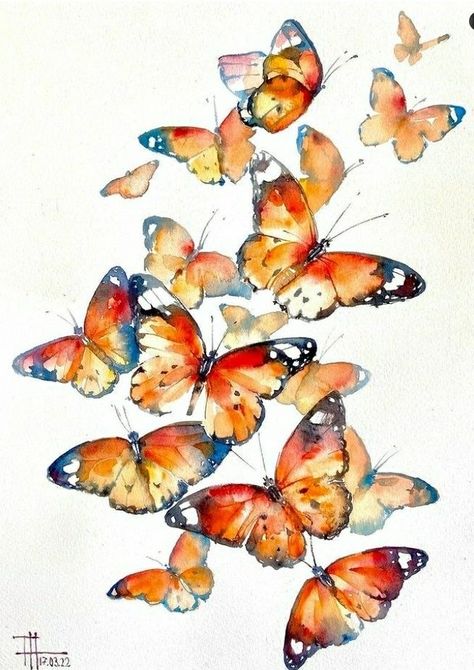 Watercolour Butterflies, Butterfly Watercolor Painting, Painting Clipart, Watercolour Butterfly, Watercolour Ideas, Butterfly Artwork, Butterfly Art Painting, Fashion Illustration Watercolor, Watercolor Butterfly